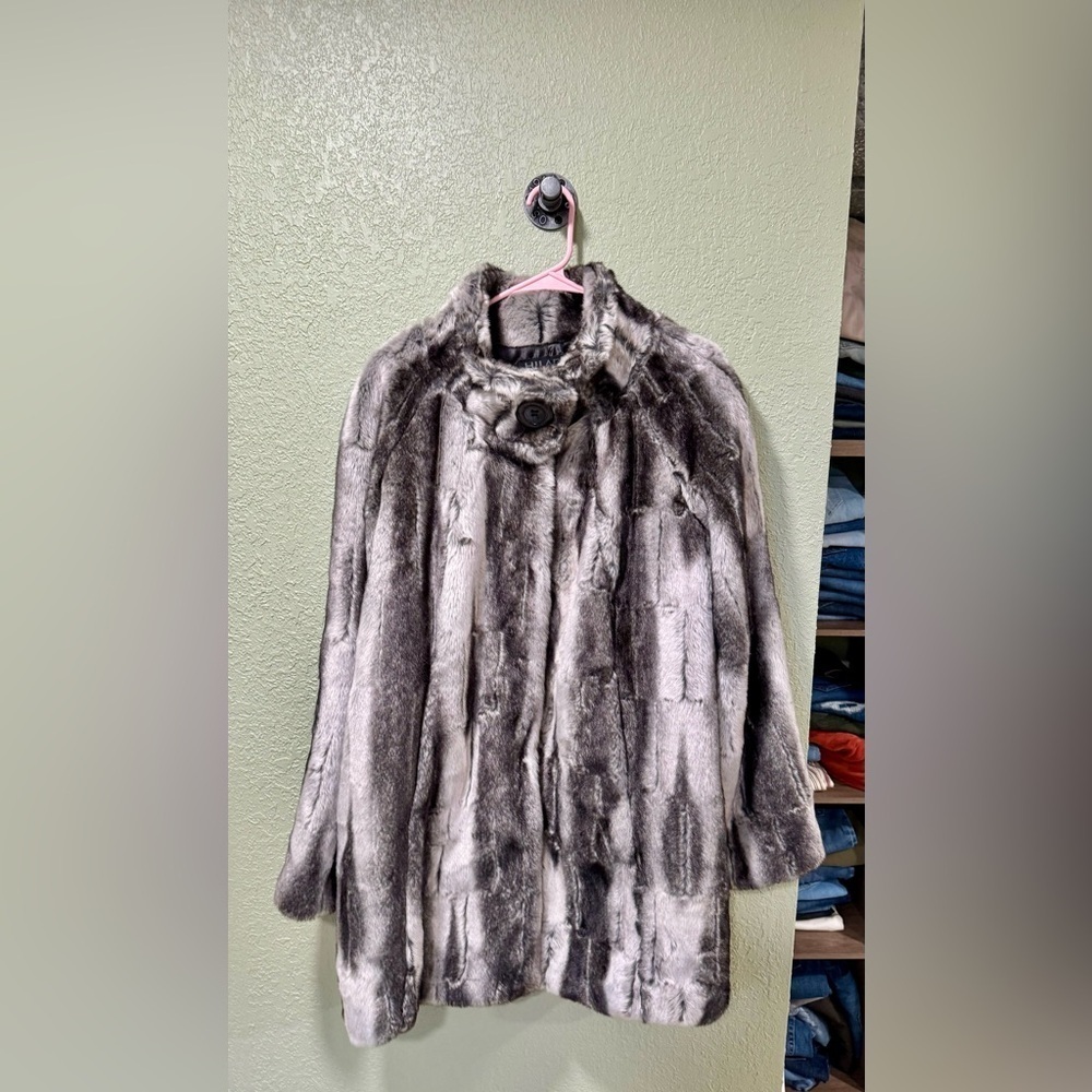 Hilary Radley Charcoal Faux Fur Teddy Jacket XL